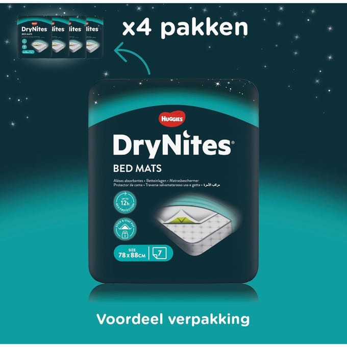 Huggies DryNites Matrasbeschermers - 28 stuks (78x88cm) - extra absorberend - voordeelverpakking