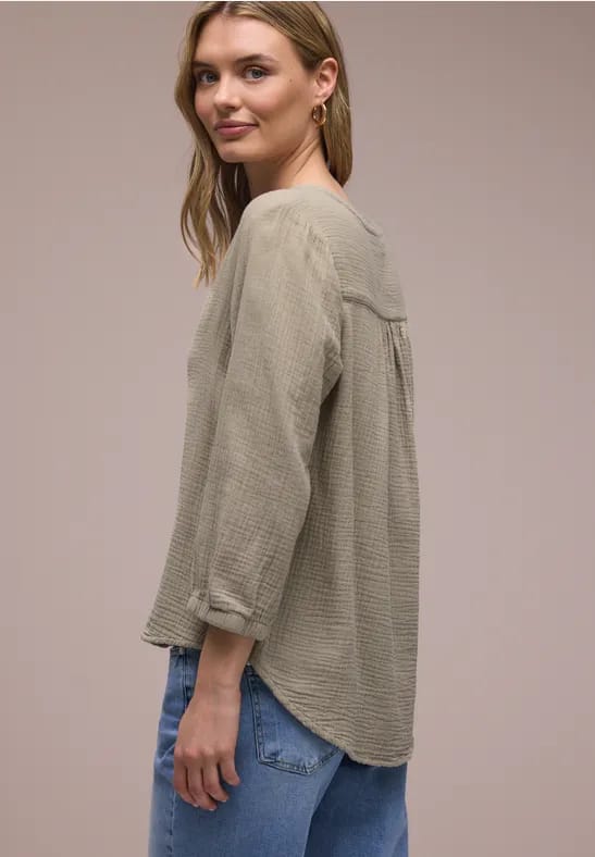 3/4-mouwen blouse in mousseline kwaliteit
