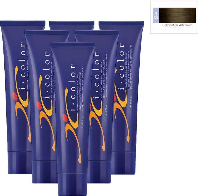 ISO i color Permanent Conditioning Crème Color 60ml 5NA(5.01) Light Natural Ash Brown x 6 tubes