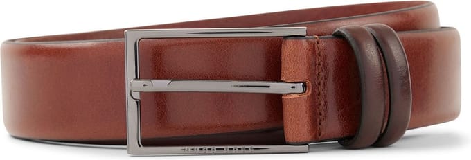BOSS Leren Riem Carmello Leather Belt W120 Medium Brown Bruine
