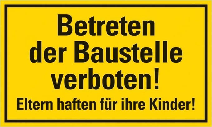Pickup kunststoff Schild 25x15 cm BETRETEN DER BAUSTELLE VERBOTEN