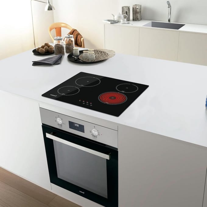 Keramische Kookplaat 60 cm Zwart - 4 Kookzones - Touch Control en Timer