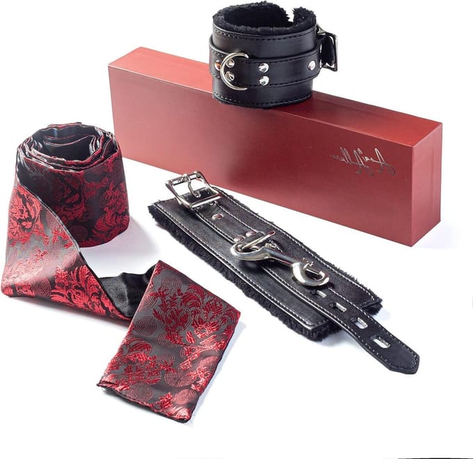 Volwassenen bontmanchetten satijnen slaapmasker grappige cosplay-kostuum-accessoireset