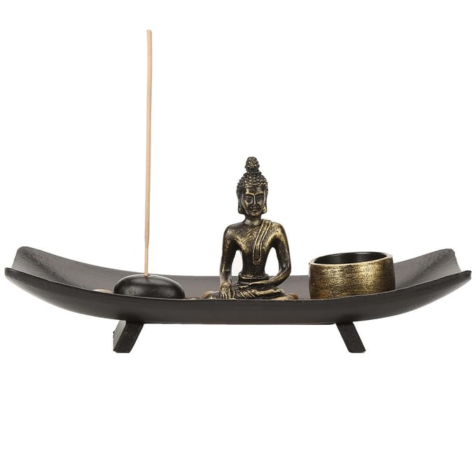 1 ensemble Bougeoir Porte-encens Bouddhisme Zen Articles d'ameublement pour la décoration de la maison gray