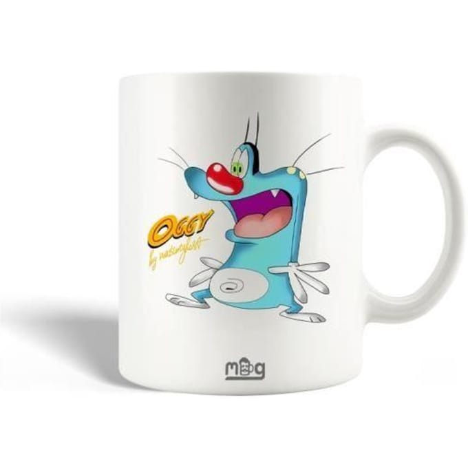 Mug en Céramique - Oggy et les Cafards - 30 cl - Compatible lave-vaisselle - Rond - Blanc