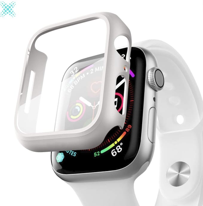 MY PROTECT - Hoesje Geschikt Voor Apple Watch 41mm - Bescherm Case & Screenprotector In 1 - Wit
