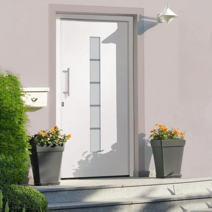 vidaXL - Voordeur - 100x210 - cm - aluminium - en - PVC - wit