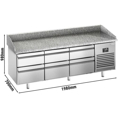 GGM Gastro Pizzakühltisch Premium PLUS - 1980x700mm - mit 6 Schubladen