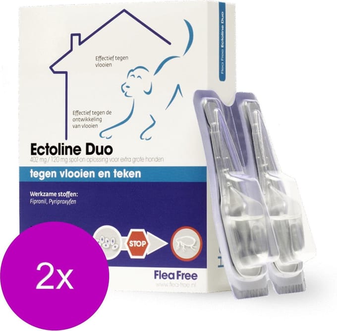 Flea Free Ectoline  Duo Hond - Anti vlooien en tekenmiddel - 2 x 2 pip 40-60kg