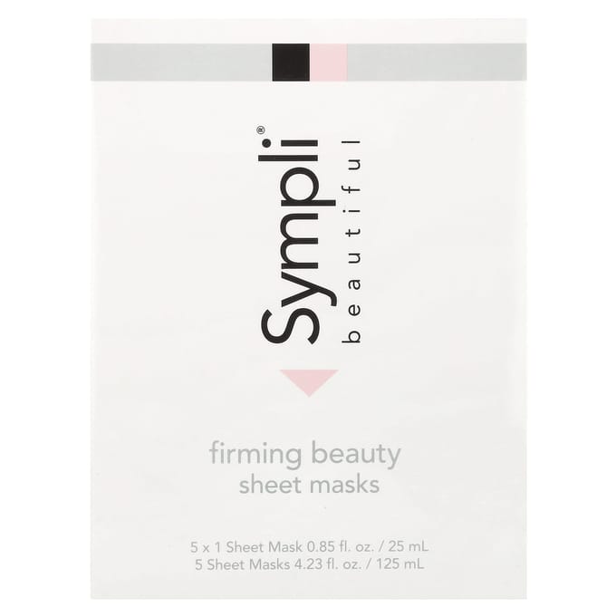 Sympli Beautiful, Firming Beauty Sheet Mask, 5 sheet masks, 25 ml (0.85 fl oz) each white
