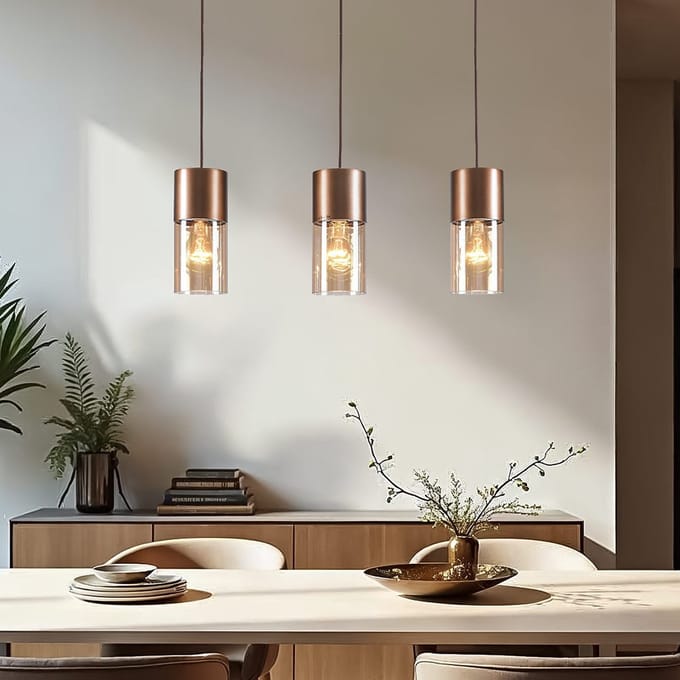 LumenXL - 3-lichts hanglamp koffiebruin - amber glas - Lungo