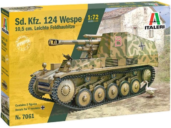 Italeri Modelbouwpakket Militaire voertuigen - 7061 SD.KFZ.124 Wespe Tank Plastic - 1:72 - Modelbouw