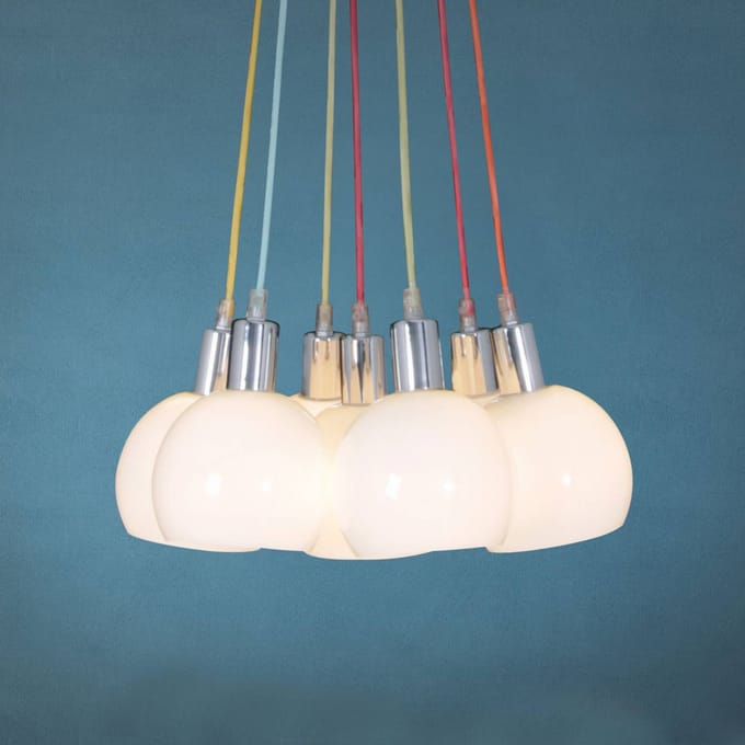 Näve Hanglamp Rainbow Bowl met witte kappen
