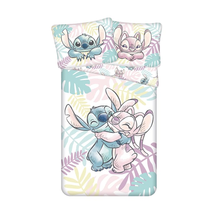 Disney Lilo & Stitch Dekbedovertrek, Leaves - Eenpersoons - 140 x 200 cm / 70 x 90 cm - Katoen