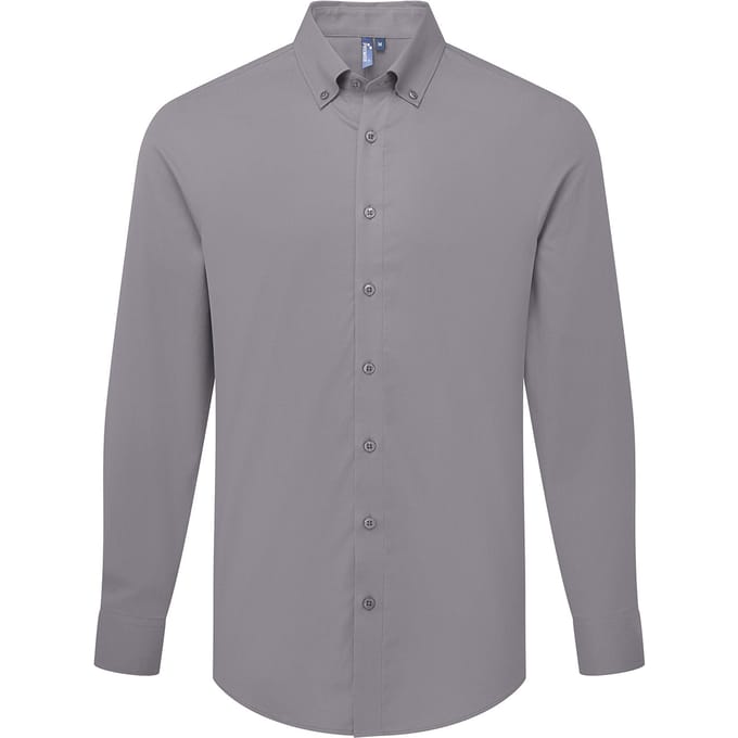 Premier Heren Supreme Oxford Formeel Overhemd Met Lange Mouwen (Staalgrijs)