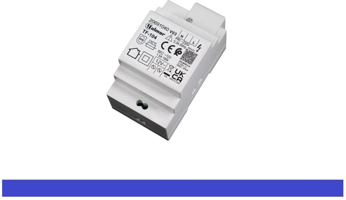 TRAFO - PRI 220 V -> SEC 12 V / 1 AMP - GOLMAR - TF-104 - DIN RAIL MONTAGE - UNIVERSELE VOEDINGSEENHEID