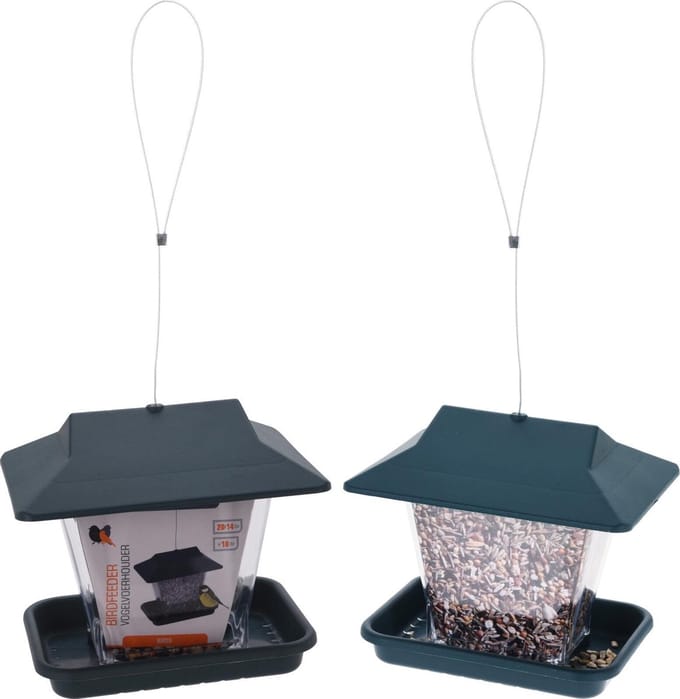 ProGarden - Vogelhuisje - 17,5 cm - Transparant - Donkergroen