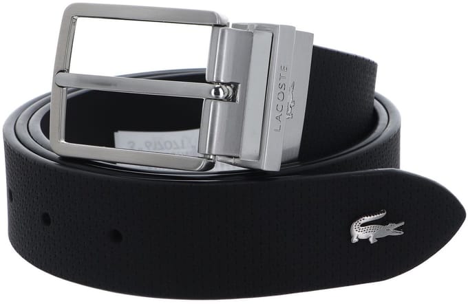 LACOSTE Leren riem Casual Plain Grained Leather Belt W105 Noir zwart