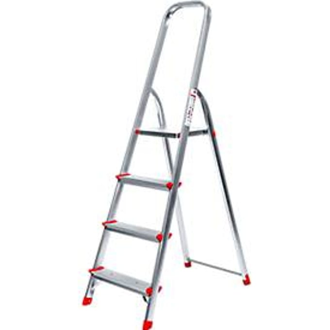 Aluminium trapladder, belastbaar tot 150 kg, 4 treden