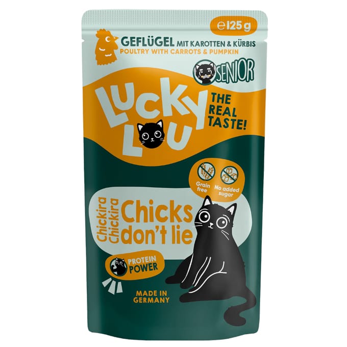 16x 125g Lucky Lou Senior Gevogelte kattenvoer nat