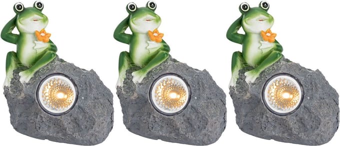 Livarnolux Decoratieve led solar lampen met kikker 3 stuks