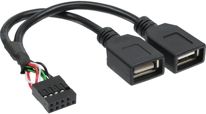Pin Header adapter USB2.0 (v) - 2x USB-A (v) - 0,15 meter