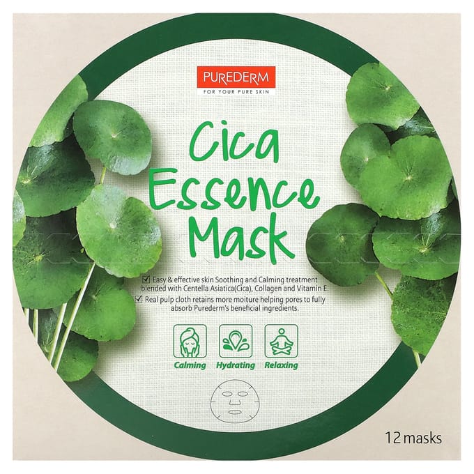 Cica Essence Schoonheidsmasker, 12 Stuks, 18G (0.63Oz) Elk green