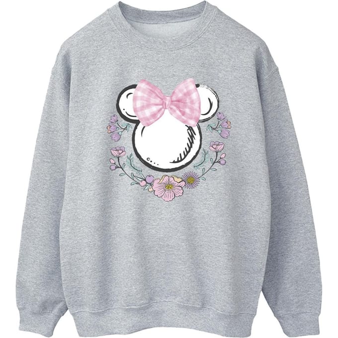Disney Dames/Dames Minnie Mouse Strikjes & Bloemen Sweatshirt (Sportgrijs)