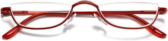 Leesbril Metaal - Halfmontuur Bril - Lezen en Werken - Veerscharnier Design - 132 mm Breed - Rood