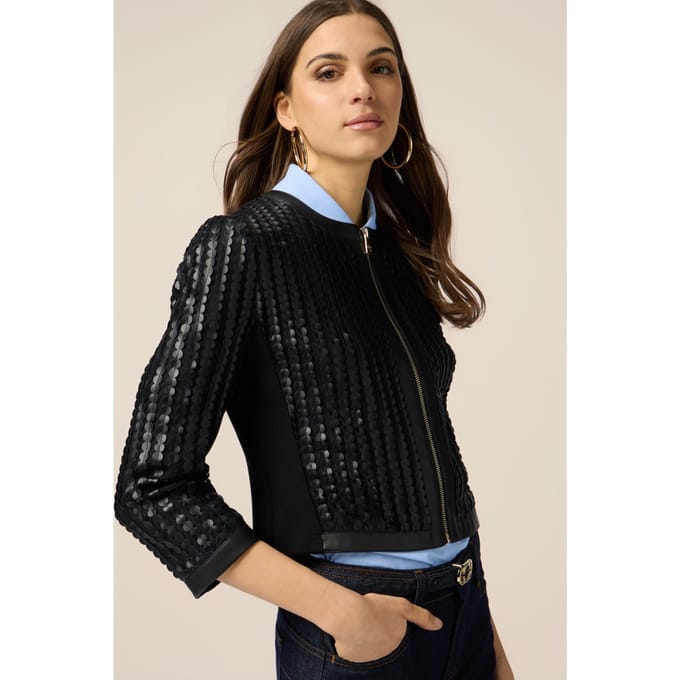 Oltre Short Jacket With Laser Processing Black Taglia: 38 | Giacche di pelle Outlet | Donna | Nero