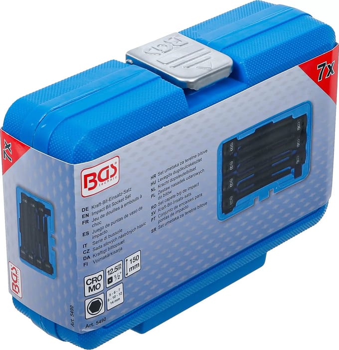 BGS Kracht dopsleutelbitset - lengte 150 mm - 1/2 - binnenzeskant 5 - 14 mm - 7 delig