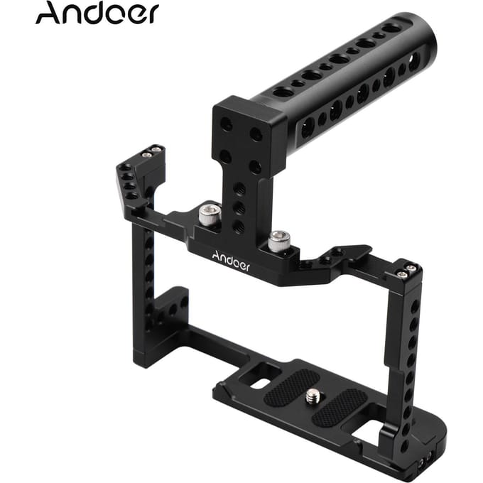 Camera Kooi + Top Handvat Kit Aluminium Legering met Dubbele Koude Schoen Mount 1/4 Inch Schroef zwart