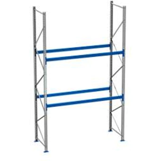 Palletstelling PR 600, basissectie, H 4700 mm, max. 1000 kg, 2 dwarssteunen