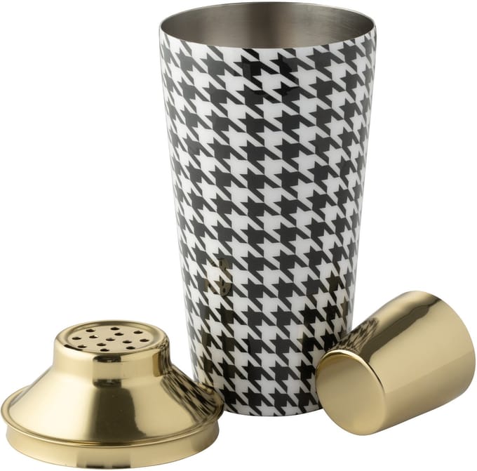 J-Line cocktail shaker Pied-Poule - roestvrij staal - zwart/wit
