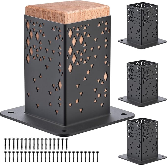 Paalbasis 4 x 4 - terrasanker set - 4 stuks - robuust