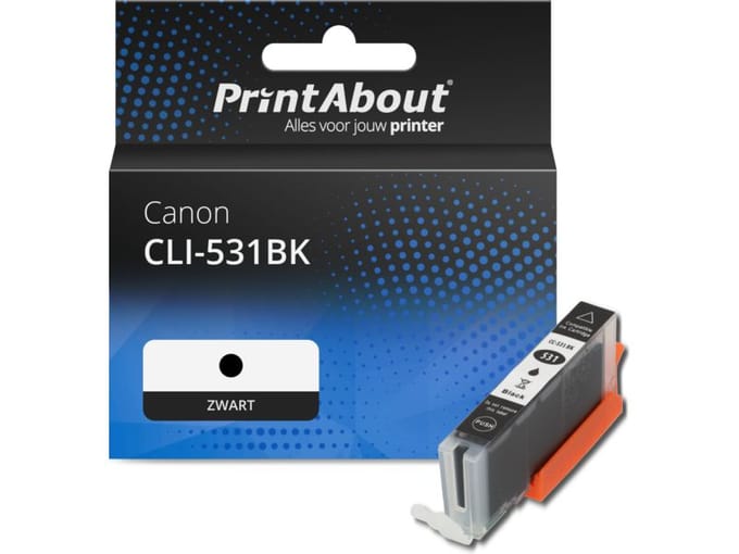 PrintAbout huismerk Inktcartridge CLI-531BK Zwart Geschikt voor Canon