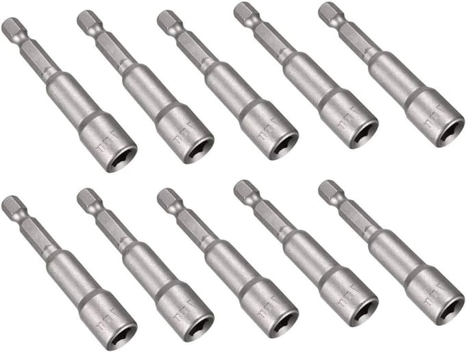 Set van 10 Adapter Steeksleutels, 7 mm, Magnetische Hexagonale Slagschroevendraaier voor Handboor en Sleutels
