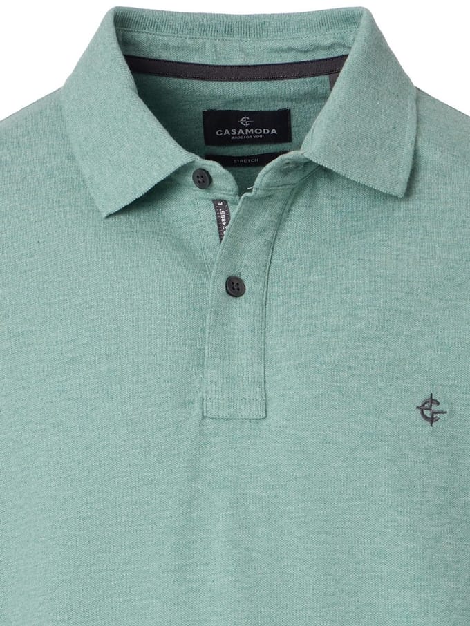 Casa Moda Polo Shirt Comfort Fit Effen Stretch Groen - L