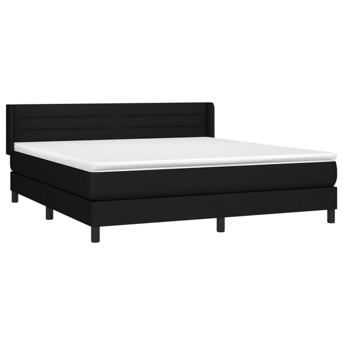 vidaXL - Boxspring - met - matras - stof - zwart - 180x200 - cm