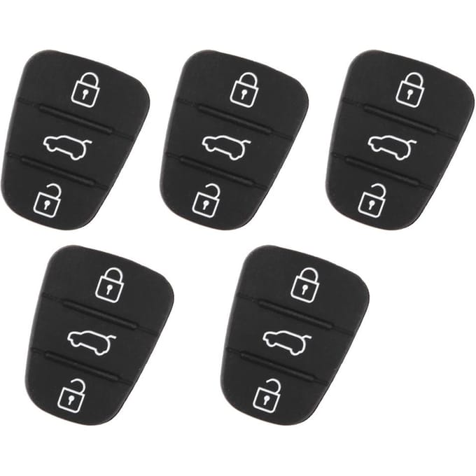 5 stuks Vervangende Afstandsbediening Autosleutel Shell Rubber 3 Knops Pad Geschikt voor Hyundai Geschikt voor Kia Without Lettering gray