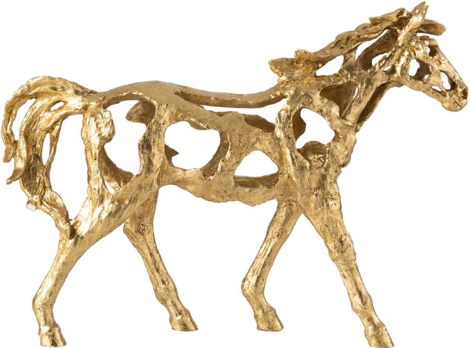 J-Line figuur Paard Rennen - polyresin - goud - large