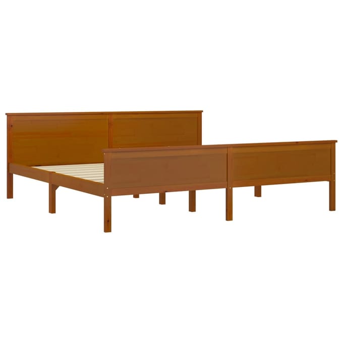 vidaXL - Bedframe - massief - grenenhout - honingbruin - 200x200 - cm