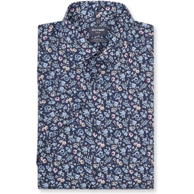 OLYMP Luxor Overhemd, Modern Fit, New Kent, Marineblauw