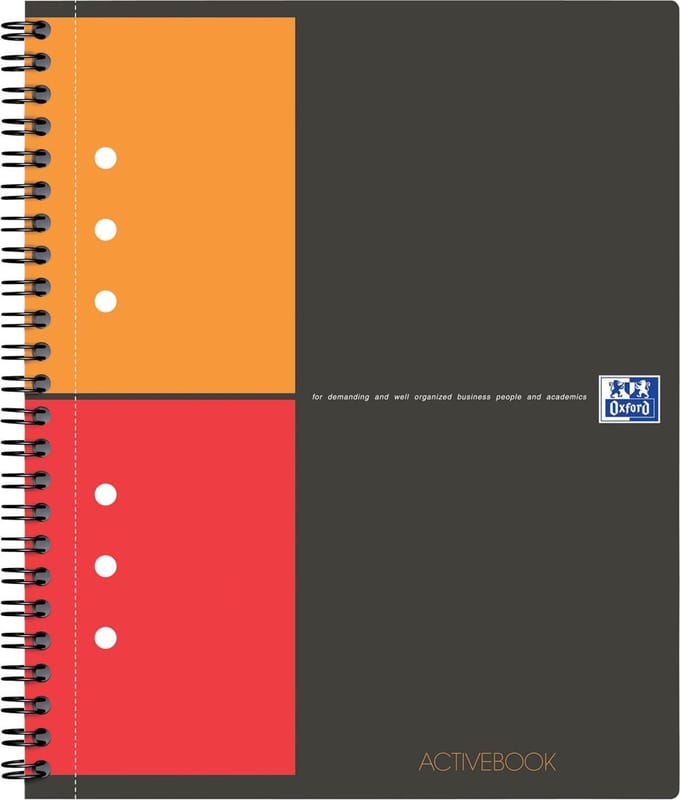 Oxford INTERNATIONAL activebook, 160 bladzijden, ft A5+, geruit 5 mm 5 stuks