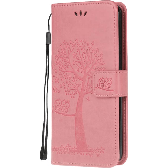 Comfycase Samsung Galaxy S21 Ultra Uiltjes Bookcase Hoesje Roze
