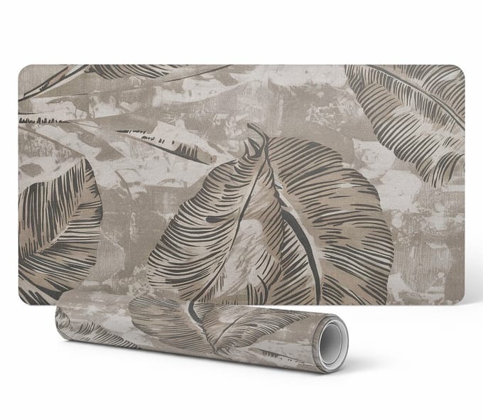 Gaming muismat met antislipstructuur en bladmotief op canvas, 90x45 cm