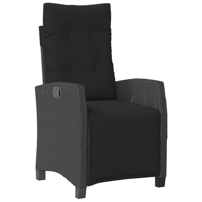 vidaXL - 5-delige - Tuinset - met - kussens - poly - rattan - zwart