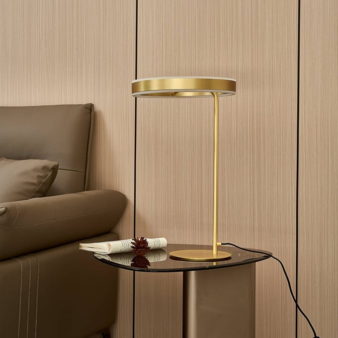 Lucande LED tafellamp Jekta, messingkleurig, 59 cm, dimbaar
