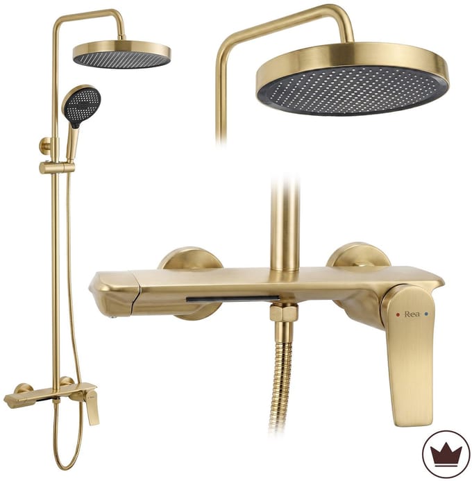 Rea - Doucheset Vision Brush Gold - 28 x 28 x 114,5 cm