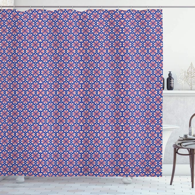 ABAKUHAUS Retro douchegordijn – Indigo Cora Wit – 175x180 cm
